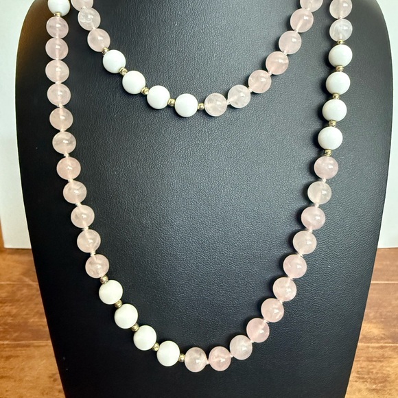 Jewelry - Rose Quartz and White Milk Glass Necklace